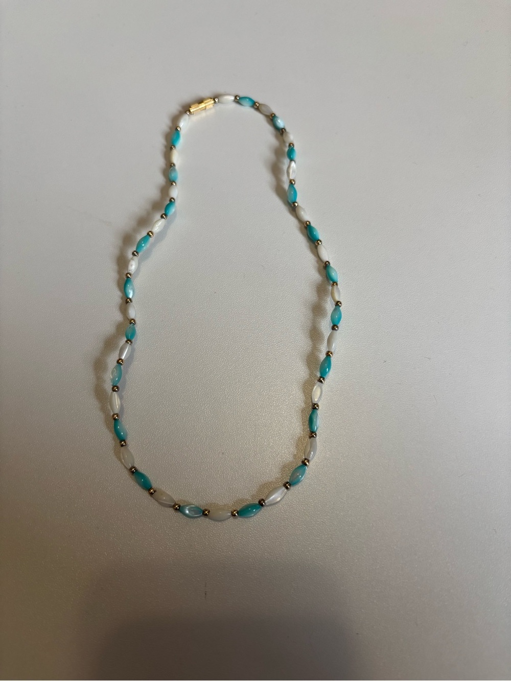 Turquoise and White Beaded Women's Necklace